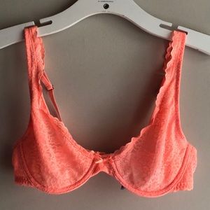 Coral/hot pink unlined aerie happy bra. Size 34C